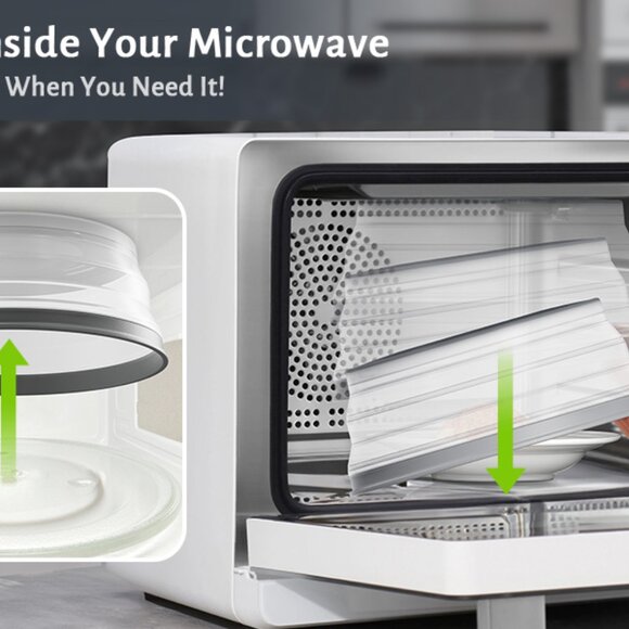 Collapsible Magnetic Microwave Cover 11–12 Inch with Handle, Grey Splatter Guard - Picture 9 of 11